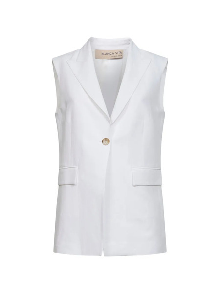  Blanca Vita Button-flap Sleeveless Jacket - White 