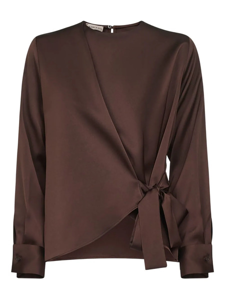  Blanca Vita Wrap-front Asymmetric Top - Brown 