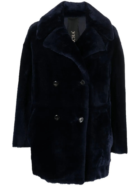  Blancha Double-breasted Shearling Jacket - Blue 