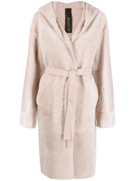  Blancha Reversible Belted Shearling Coat - Pink 