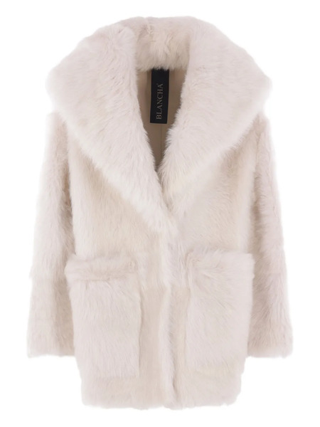  Blancha Wide-collar Sheerling Coat - Neutrals 