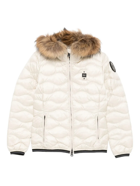  Blauer Logo-appliqué Hooded Puffer Jacket - White 