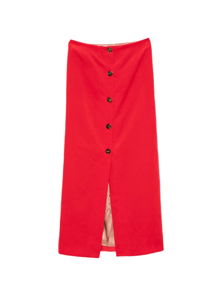  Blazé Milano Button-front Maxi Skirt - Red 