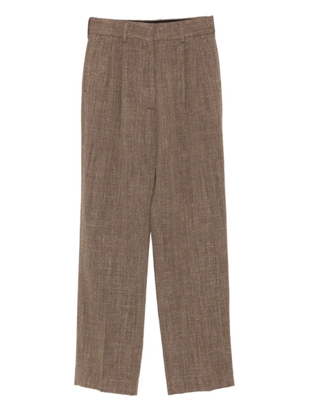  Blazé Milano Herringbone Pleated Trousers - Brown 