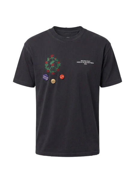  Bldg4 Flower-embroidered T-shirt - Grey 