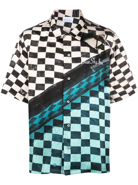  Blue Sky Inn Embroidered-logo Checked Shirt - Black 