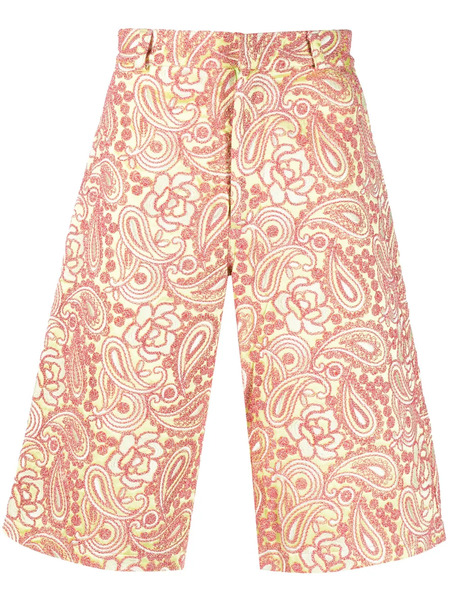  Bluemarble Floral-embroidery Knee-length Shorts - Green 