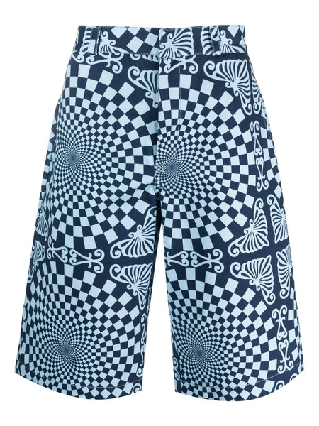  Bluemarble Geometric-print Cotton Tailored Shorts 