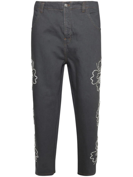  Bluemarble Hibiscus Embroidered Jeans - Grey 