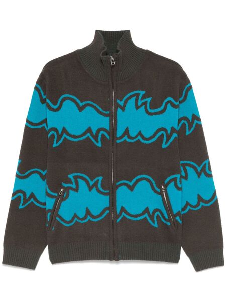  Bluemarble Jacquard Zip-up Cardigan - Grey 