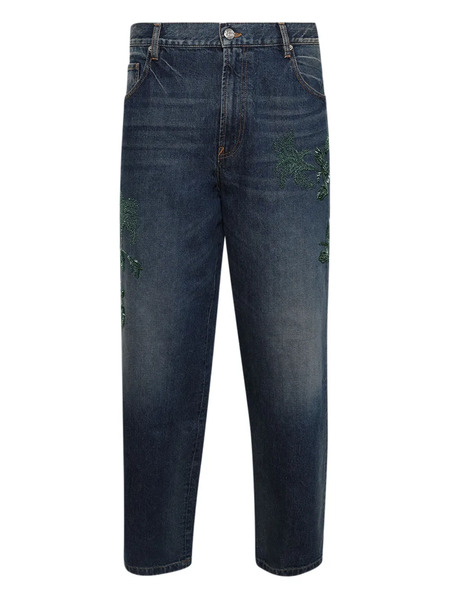  Bluemarble Stonewashed Botanic-embroidered Jeans 