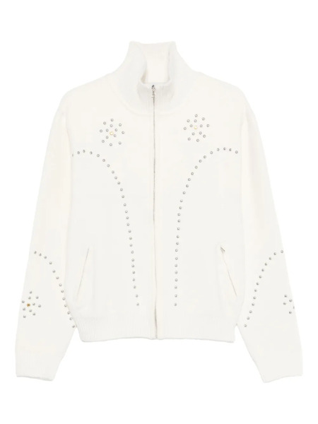  Bluemarble Studded Zip-up Cardigan - White 