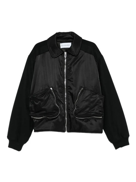  Bluemarble Zip-front Wool-sleeve Bomber Jacket - Black 