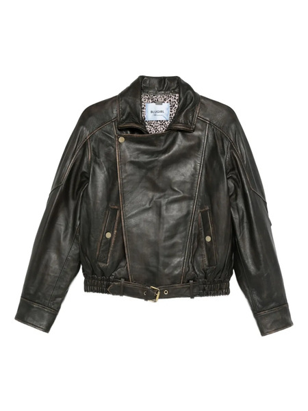  Blugirl Asymmetrical Leather Jacket - Brown 