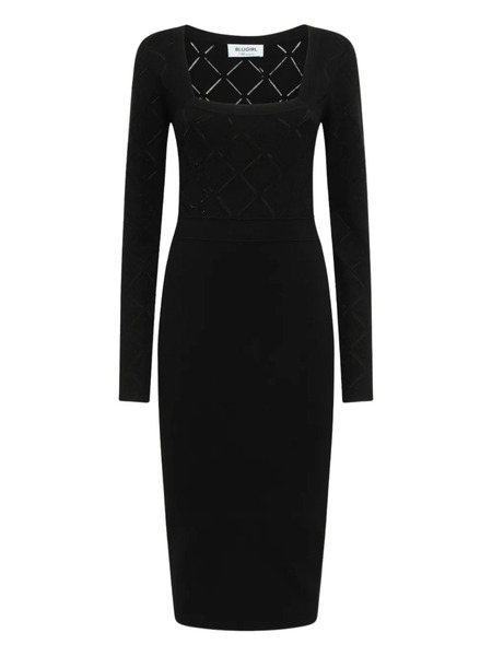 Blugirl Long-sleeve Patterned Midi Dress - Black 