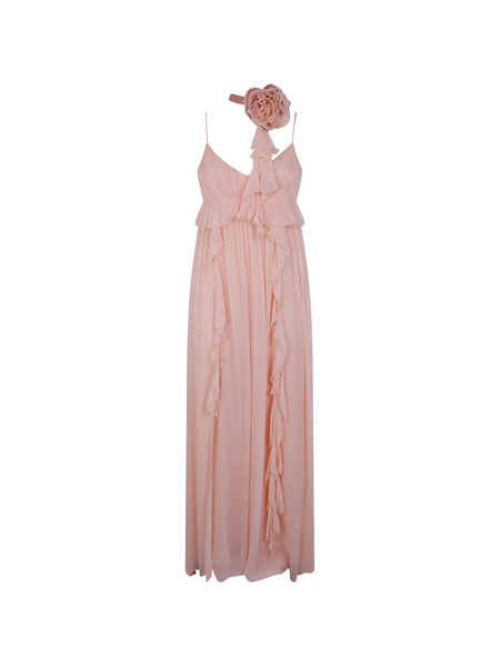  Blugirl Ruffled Floral Silk Dress - Pink 