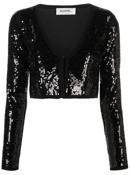  Blugirl Sequin-embellished Cropped Cardigan - Black 