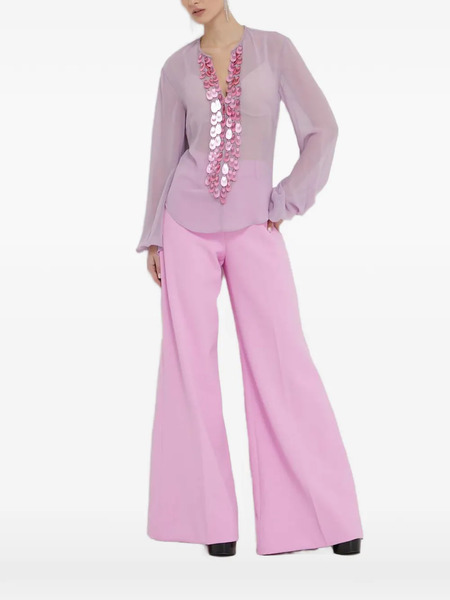  Blugirl Sequin-embellished V-neck Blouse - Purple 