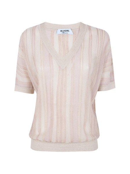  Blugirl Striped V-neck Sweater - Neutrals 