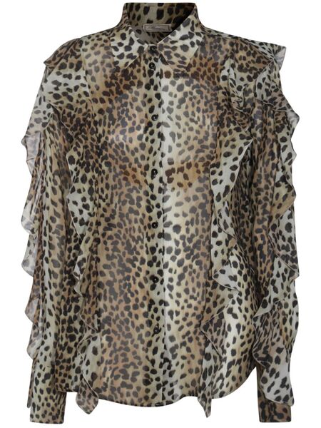  Blumarine Animal-print Shirt - Brown 