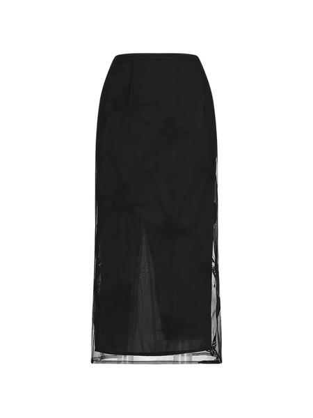  Blumarine Butterfly Embroidered Midi Skirt - Black 
