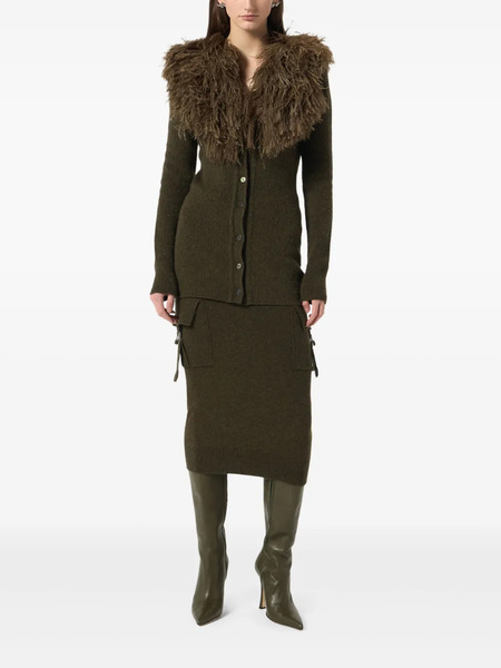  Blumarine Cargo-pockets Knitted Midi Skirt - Brown 