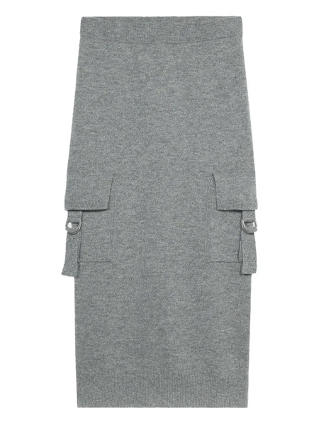  Blumarine Cargo-pockets Wool Midi Skirt - Grey 