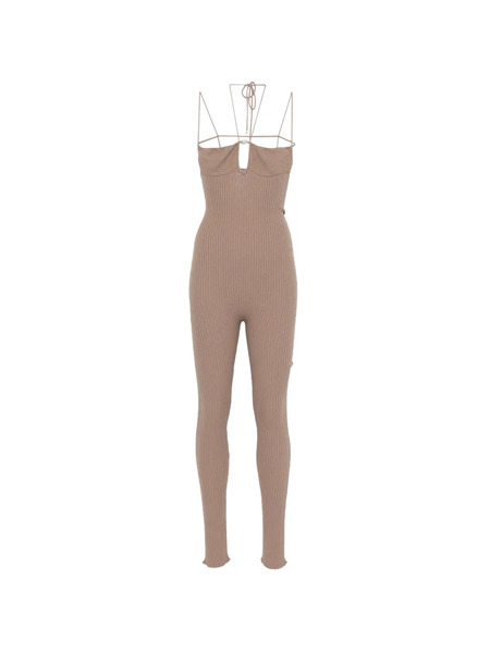  Blumarine Cut-out Ribbed Jumpsuit - Brown 