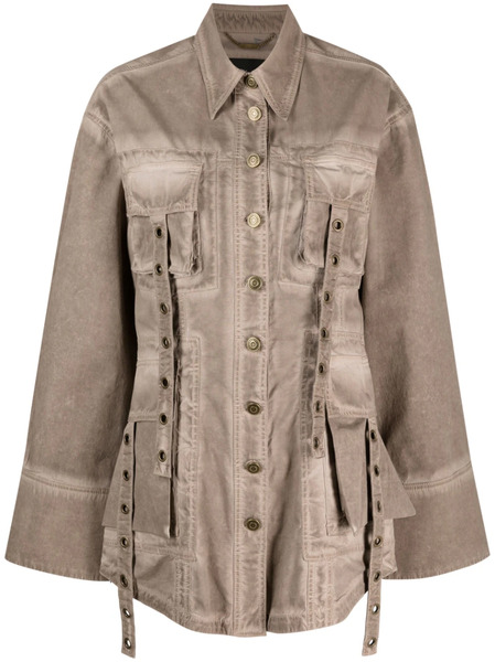  Blumarine Eyelet-embellished Denim Jacket - Brown 