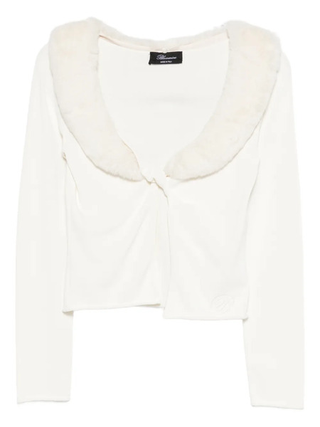  Blumarine Faux-fur-collar Cardigan - White 