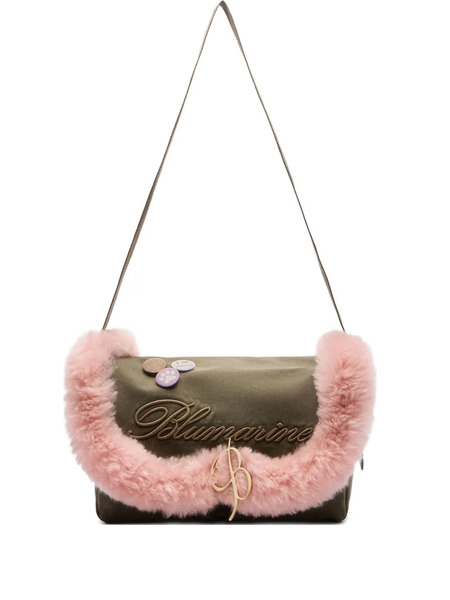  Blumarine Faux Fur-trim Embroidered Shoulder Bag - Green 