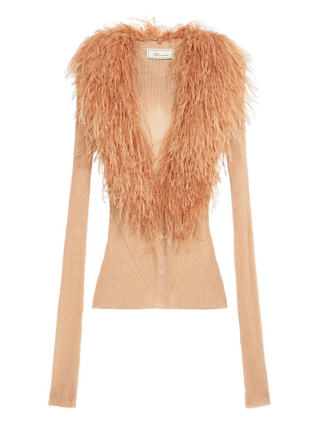  Blumarine Feather-collar Cardigan - Pink 