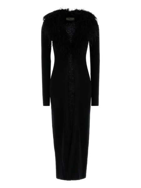  Blumarine Feather-trimmed Wool Coat - Black 