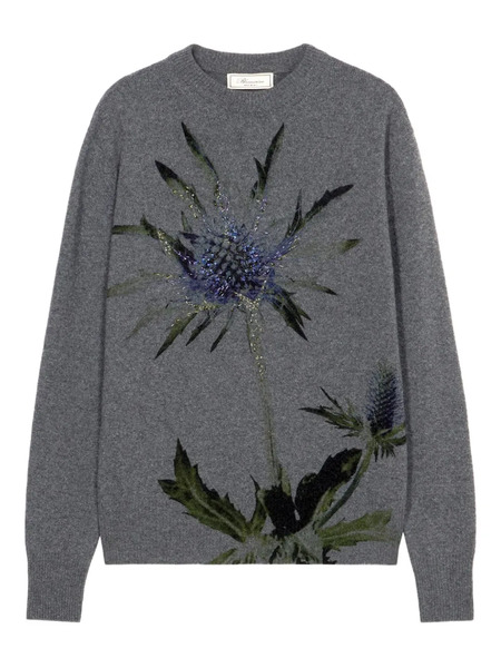  Blumarine Floral-beaded Sweater - Grey 