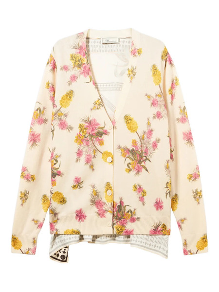  Blumarine Floral-print Cardigan - Neutrals 