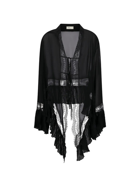  Blumarine Georgette Lace Blouse - Black 