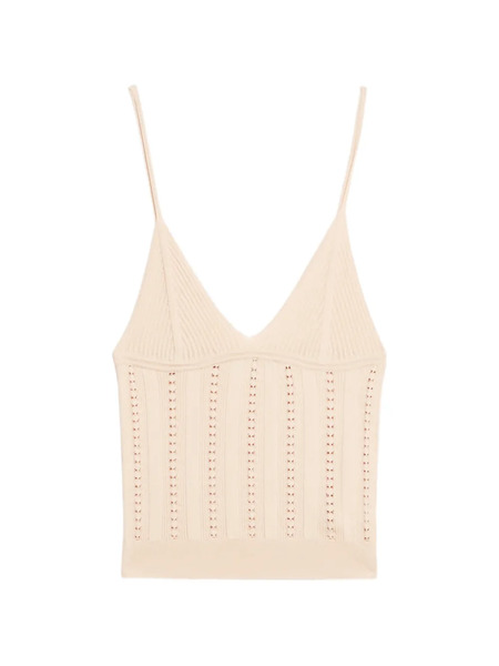  Blumarine Knitted V-neck Top - Neutrals 