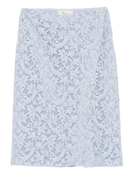  Blumarine Lace Floral Midi Skirt - Blue 