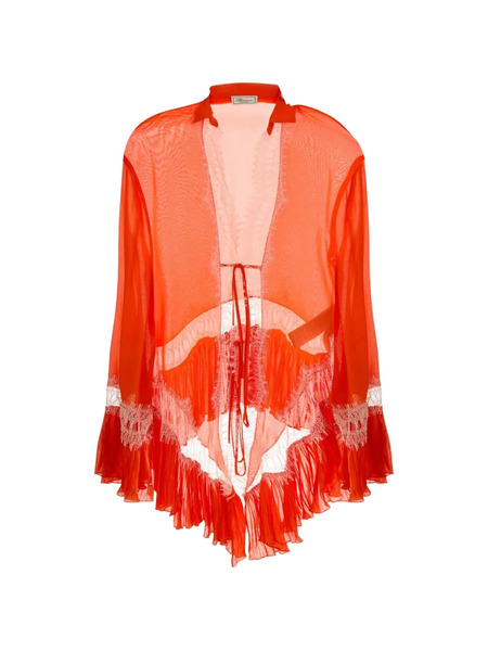  Blumarine Lace Ruffled Blouse - Orange 