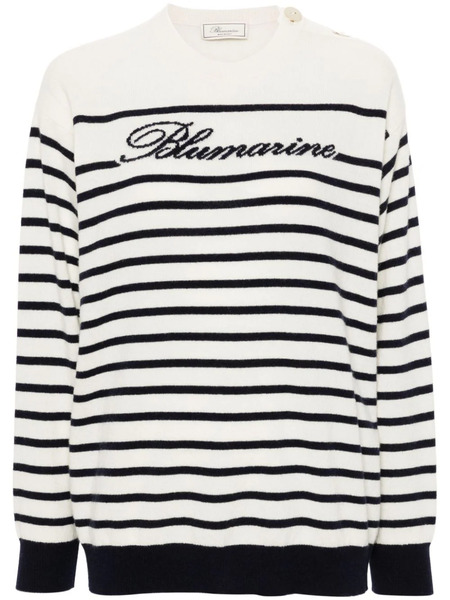  Blumarine Logo-intarsia Sweater - Neutrals 