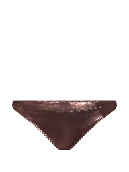  Blumarine Metallic-effect Bikini Bottom - Brown 
