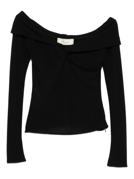  Blumarine Off-shoulder Twist-front Top - Black 