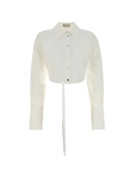  Blumarine Poplin Cropped Shirt - White 