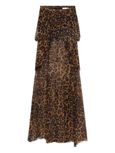  Blumarine Printed Ruffled-detail Skirt - Brown 