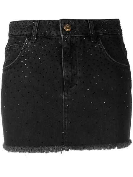 Blumarine Rhinestone-embellished Denim Skirt - Black 