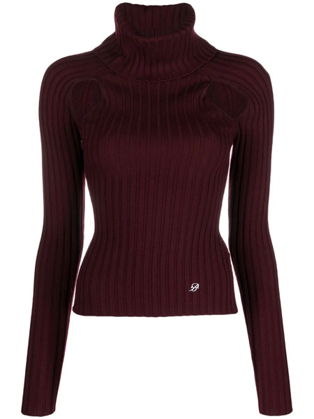  Blumarine Ribbed-knit Cut-out Sweater - Red 