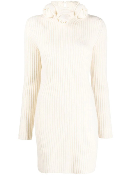  Blumarine Roll-neck Wool Mini Dress - Neutrals 