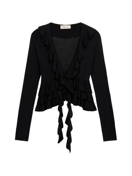  Blumarine Ruffled Cardigan - Black 