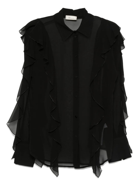  Blumarine Ruffled Silk Shirt - Black 