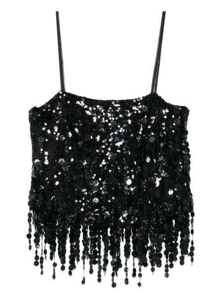  Blumarine Sequin Fringed Top - Black 